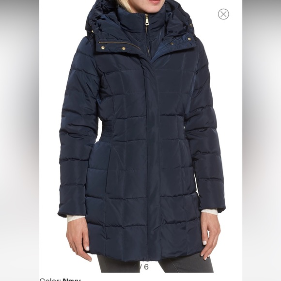 Cole Haan puffer hooded down/feather jacket! Navy blue’ New’ size Medium - Picture 13 of 14